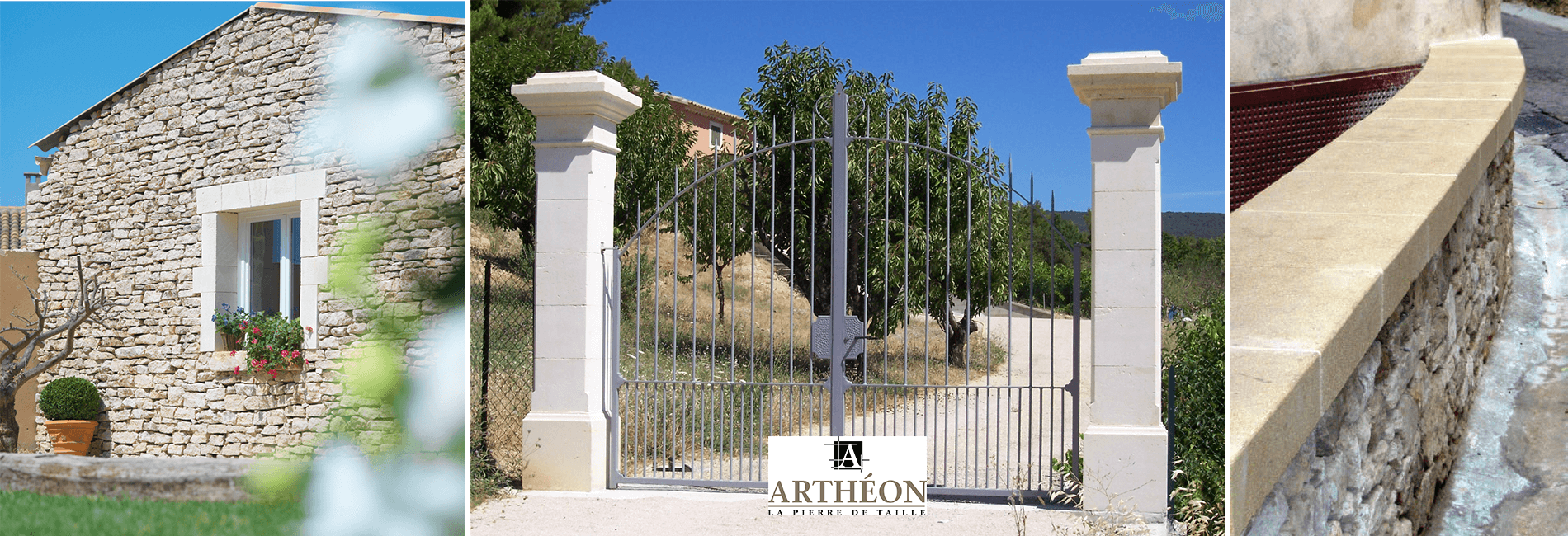 Pilier de portail en pierre naturelle de la gamme Arthéon